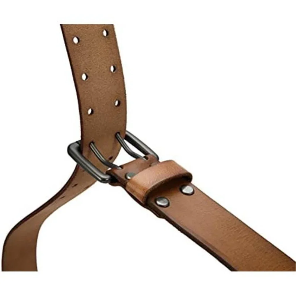 Men's Double Prong Belt 40mm with Full Grain Leather, Brown